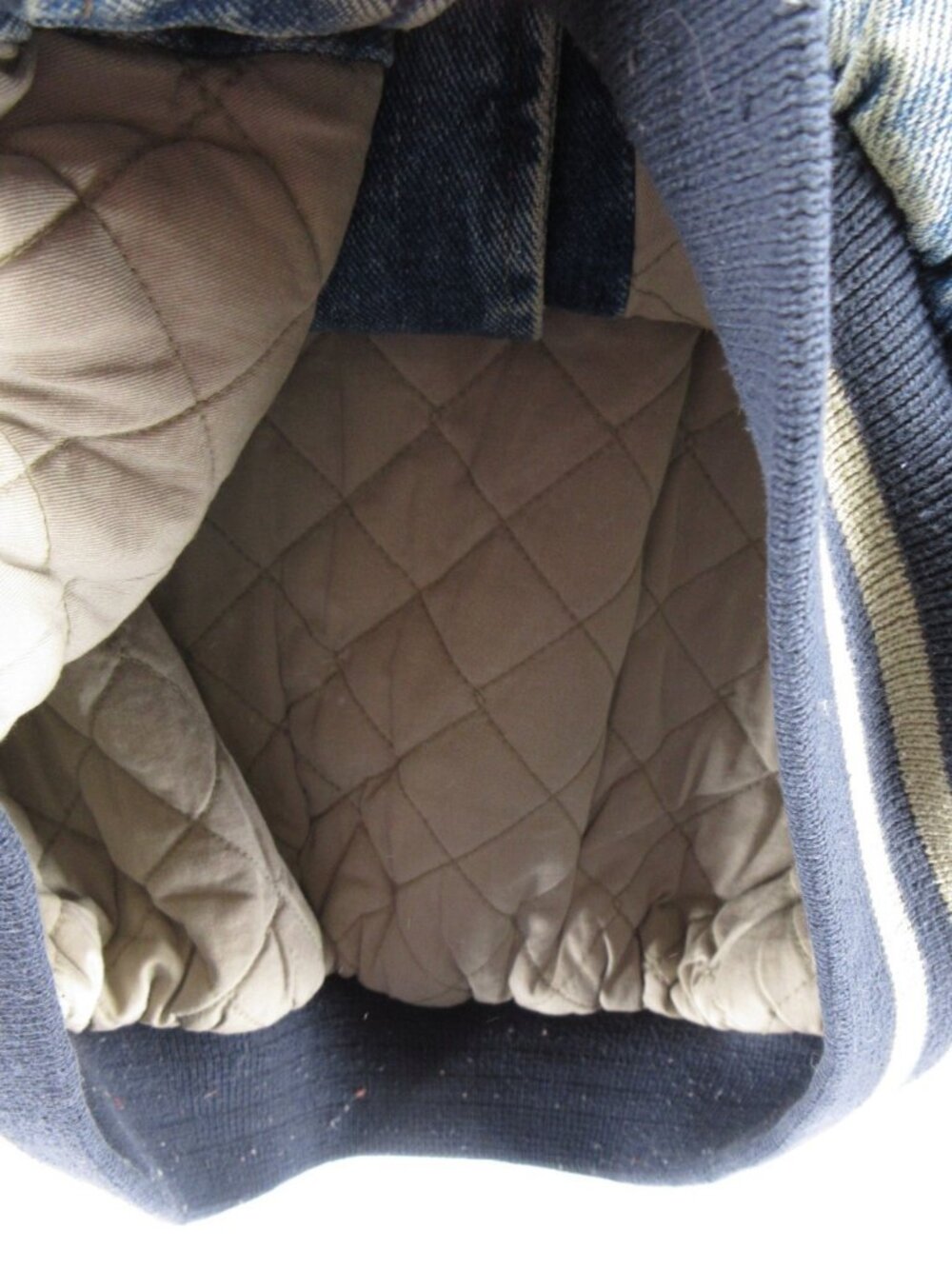 VINTAGE Gap Jacket Large Bomber Coat Denim Varsity 90s Quilted Lined * - Picture 14 of 15
